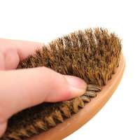 Free Custom Logo Men's Wood Handle Flat Hair Natural Boar Bristle Care Styling Grooming Tool Beard Brush